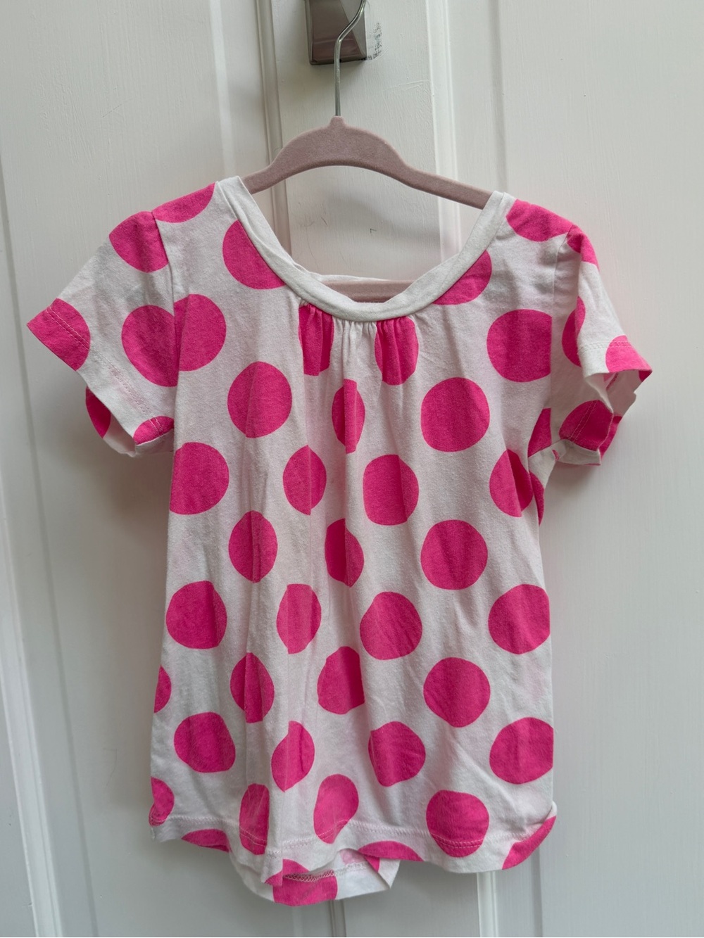 Crewcuts Girls 4 5 White Pink Polka Dot Short Sleeve Top Shirt Blouse